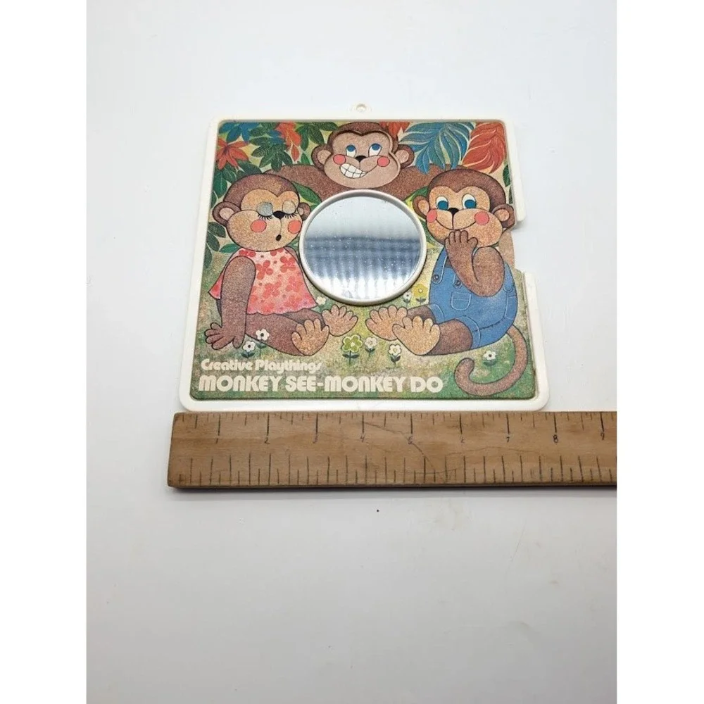 Vtg Creative Playthings Monkey See Monkey Do Mirror Toy Therapy Emotions Express